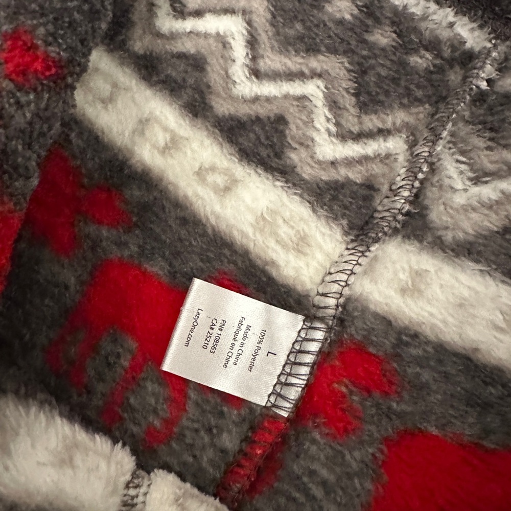 Lazy One Mens Fleece Pajama Bottoms - Red and Gray - Picture 9 of 9